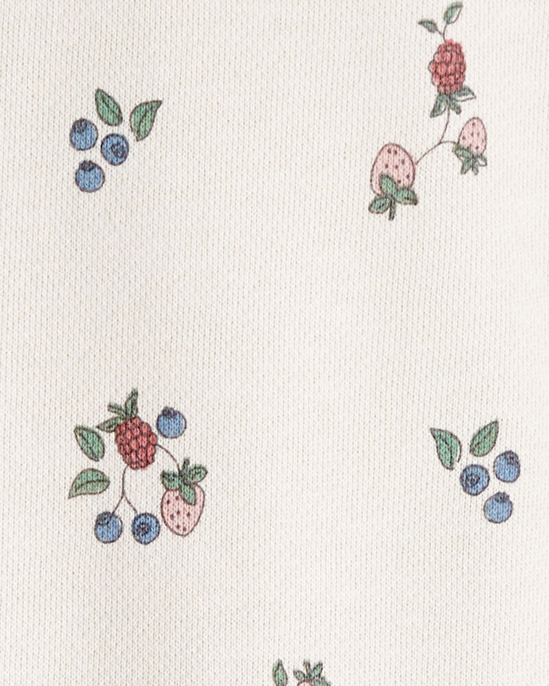 Girls Organic Cotton French Terry Sweatshirt in Berry Blossom Print, image 3 of 4 slides