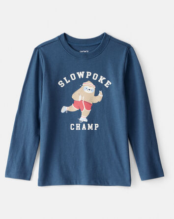 Toddler Boy "Slowpoke Champ" Long-Sleeve Graphic Tee - Blue, 
