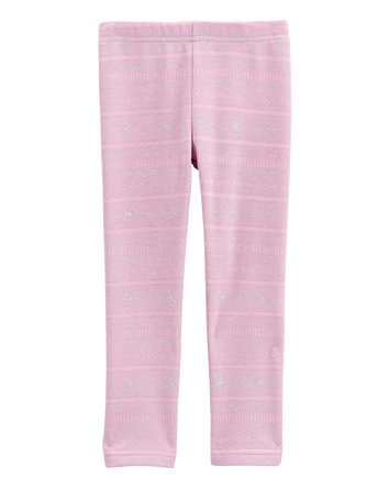 Baby Girl Glitter Snowflake Cozy Fleece Leggings, 