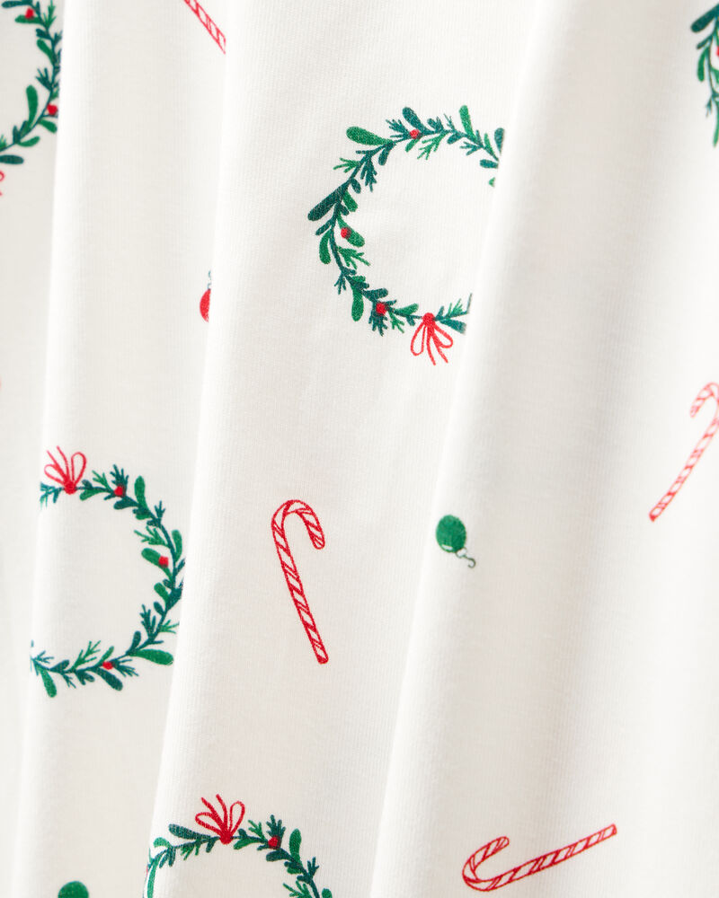 Toddler Wreath PurelySoft Long-Sleeve Snug Fit 2-Piece Pajamas - White, image 2 of 5 slides