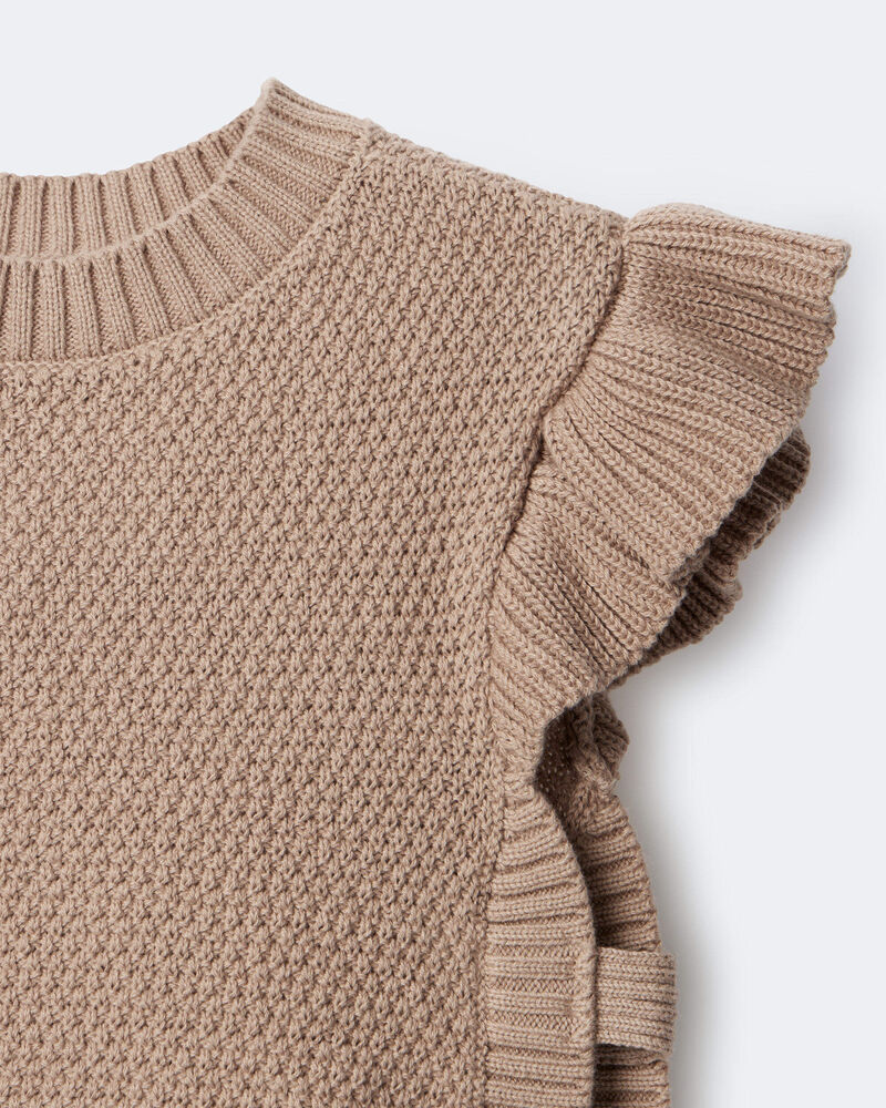 Toddler Girl Ruffle Sweater Vest - Tan, image 6 of 6 slides