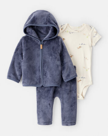 Baby Boy 2-Piece Print Velour Jacket Outfit Set - Navy, 
