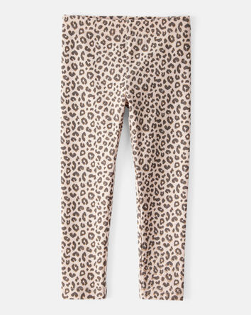 Toddler Girl Cotton Leopard Stretch Leggings - Brown, 