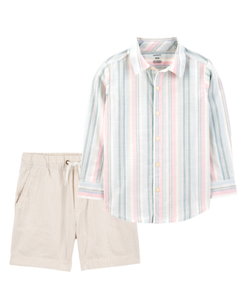 Kid 2-Piece Button-Down & Shorts Outfit Set, 