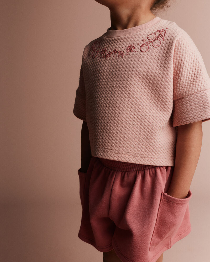 Toddler Girl High-Low Bubble Dolman Tee - Light Pink, image 3 of 5 slides