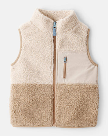 Toddler Boy Sherpa Sleeveless Vest - Tan, 
