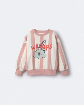 Toddler 'Whoops' Striped Ice Cream Dolman-Sleeve Sweatshirt - Peach, 
