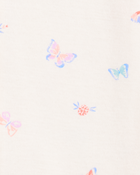 Toddler Girl 1-Piece Butterfly 100% Snug Fit Cotton Romper Pajamas - Ivory, image 2 of 3 slides