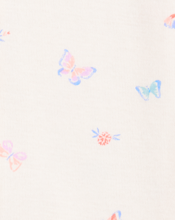 Toddler Girl 1-Piece Butterfly 100% Snug Fit Cotton Romper Pajamas - Ivory, 
