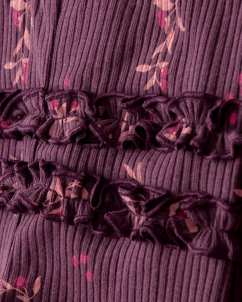 Baby Girl 3-Piece Floral Long-Sleeve Bodysuit & Pant Set - Purple/White, image 3 of 6 slides