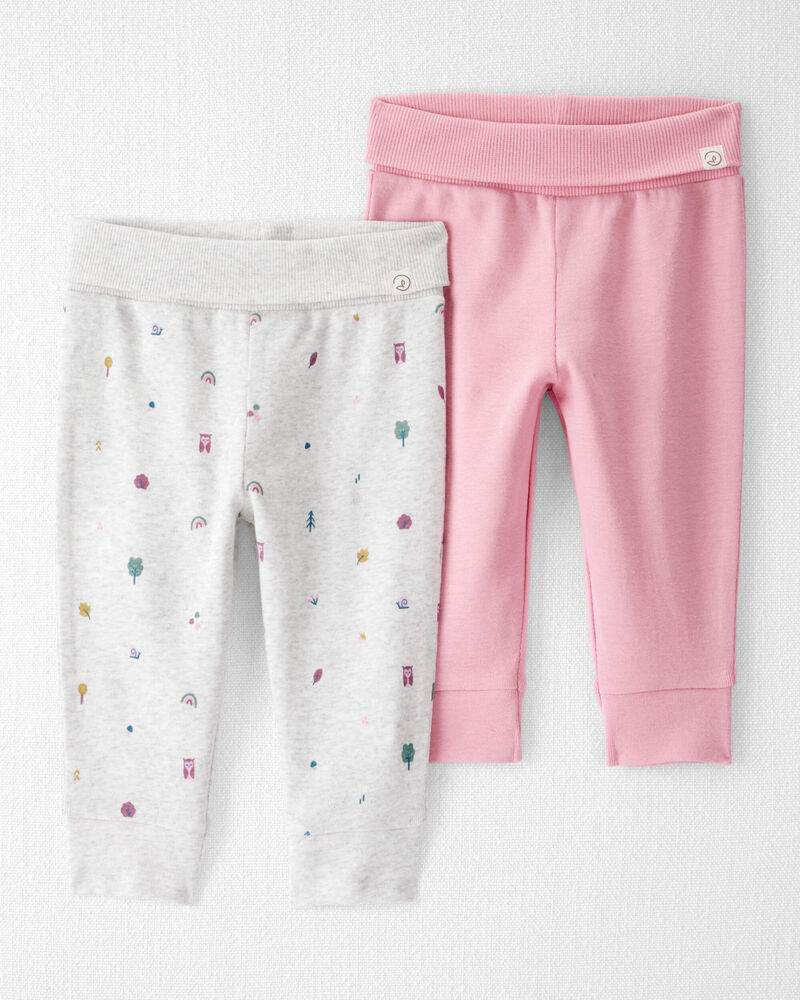 Baby Girl 2-Pack Organic Cotton Grow-With-Me Joggers, image 1 of 6 slides