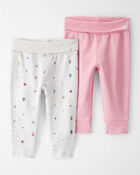Baby Girl 2-Pack Organic Cotton Grow-With-Me Joggers, image 1 of 6 slides