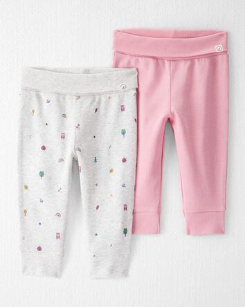 Baby Girl 2-Pack Organic Cotton Grow-With-Me Joggers, 