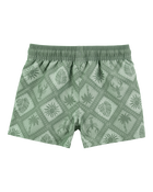 Toddler Boy Geometric Swim Trunks - Green, image 2 of 4 slides