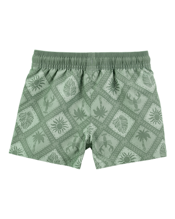 Toddler Boy Geometric Swim Trunks - Green, 