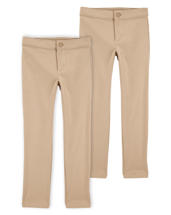Kid 2-Pack Ponte Knit Uniform Pants - Khaki, 