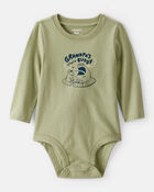 Baby Boy Grandpa's Lunch Buddy Frog Cotton Long-Sleeve Graphic Bodysuit - Green, image 1 of 3 slides