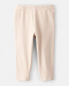 Baby Girl Cotton Ribbed Stretch Leggings - Cream, image 2 of 4 slides
