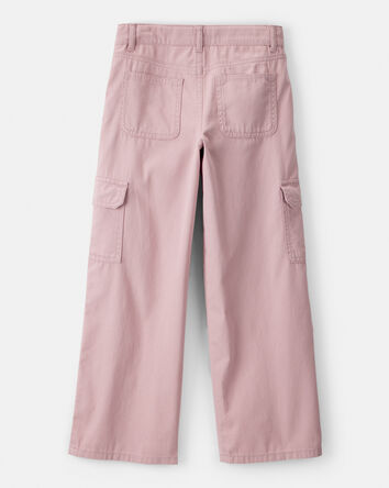 Girls Cotton Wide-Leg Pants - Pink, 