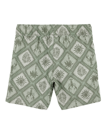 Baby Tile Print Drawstring Shorts - Green, 