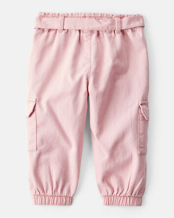 Baby Girl Cotton Cargo Joggers - Pink, 