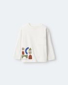 Toddler Long-Sleeve Pocket Relaxed Tee with Shapes - Cream, image 2 of 6 slides