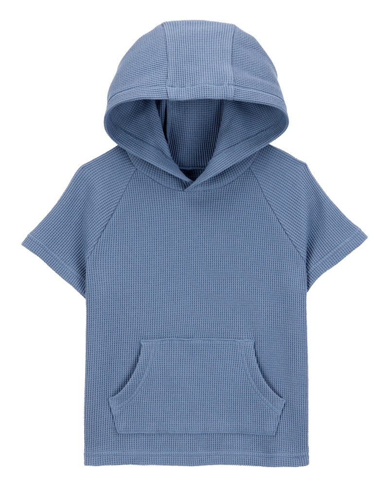 Toddler Waffle Knit Hooded Pullover - Blue, image 1 of 3 slides