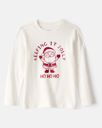 Toddler Christmas Keeping It Jolly Santa Long-Sleeve Graphic Tee - White, 
