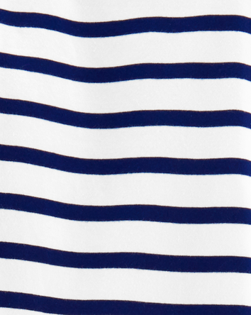 Girls Striped Cotton Stretch Leggings, 