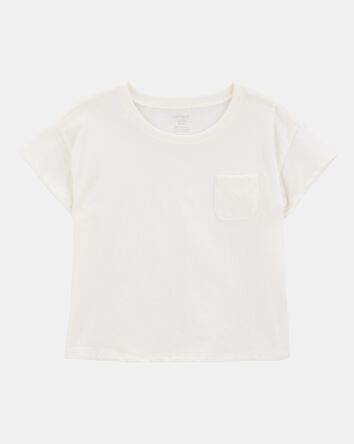 Girls Short-Sleeve Pocket Tee - White, 