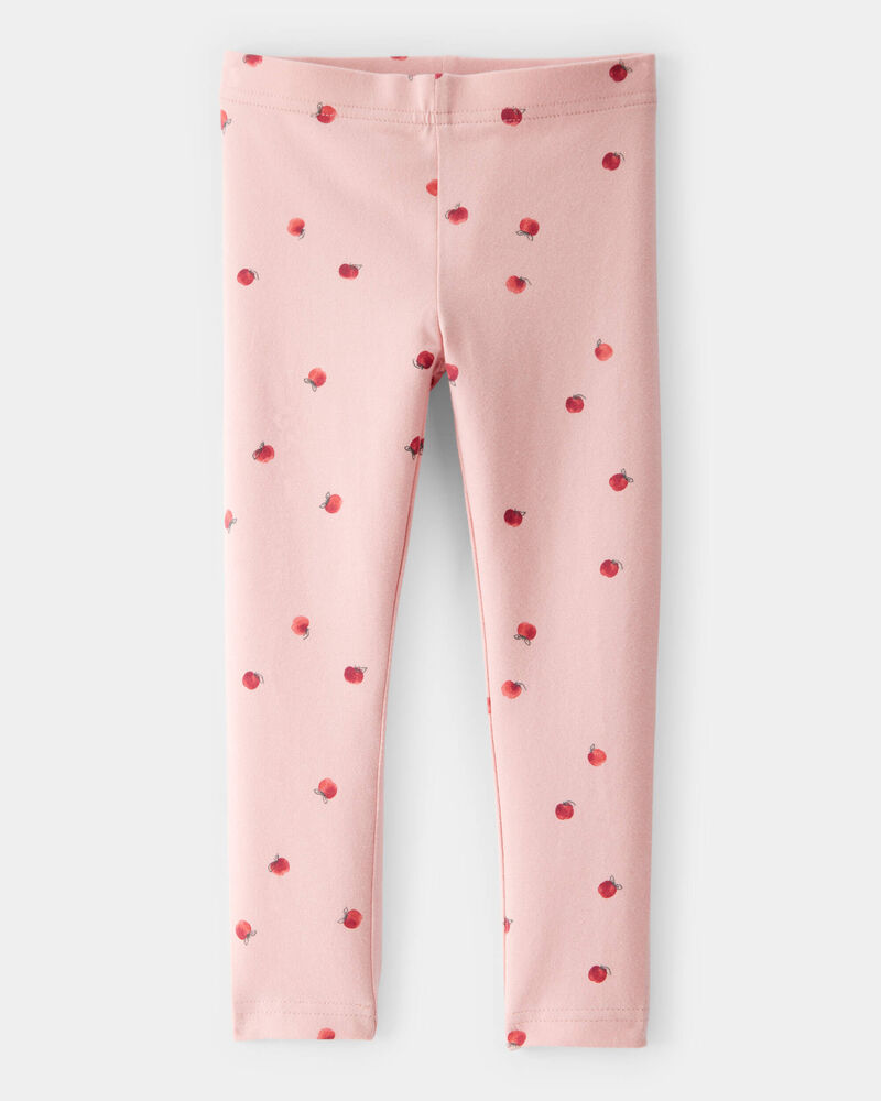 Toddler Girl Cotton Apple Stretch Leggings - Pink, image 1 of 6 slides