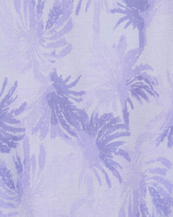 Kid Tropical Print Ribbed Tank Top - Purple, 