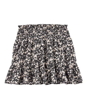 Kid Floral Linen Look-Alike Drawstring Skirt, 
