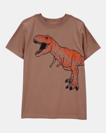 Kid Dinosaur Short-Sleeve Graphic Tee- Brown, 