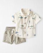 Baby Boy 2-Piece Fish-Print Set Made with Organic Cotton, image 1 of 5 slides