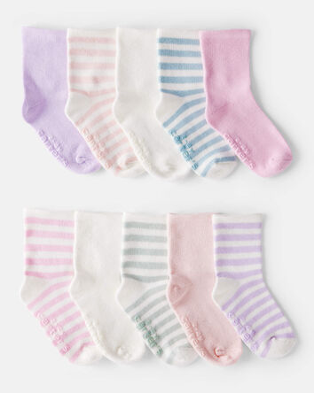 Toddler Girl 10-Pack Striped Crew Socks, 