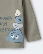 Toddler 'Rock Collector' Long-Sleeve Relaxed Graphic Tee - Olive, image 7 of 7 slides