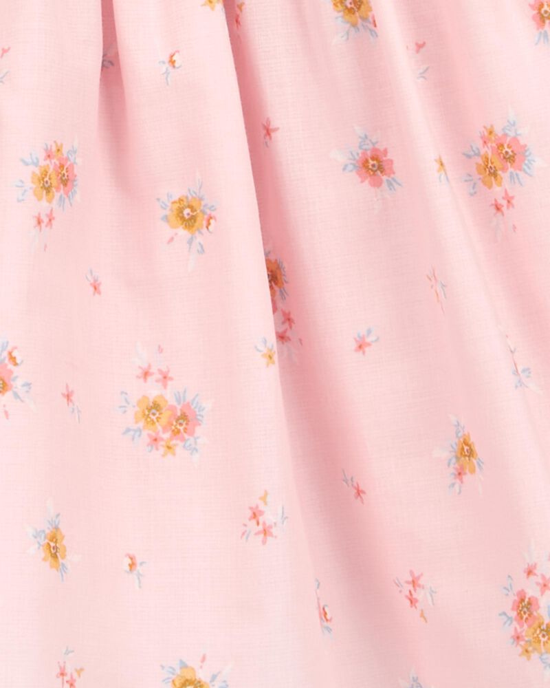 Baby Floral Stretch Denim Jumper Dress - Pink, image 3 of 5 slides