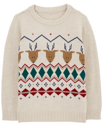Kid Reindeer Cotton Sweater, 