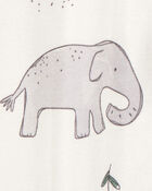 Baby 2-Pack Striped Elephant 2-Way Zip Cotton Sleep & Play Pajamas - Grey, image 3 of 4 slides