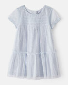 Toddler Girl Short-Sleeve Tulle Occasion Dress - Blue, image 1 of 5 slides
