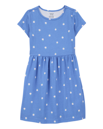 Girls Daisy-Print Short-Sleeve Dress, 