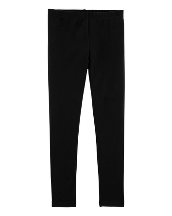 Girls Cotton Stretch Leggings - Black, 