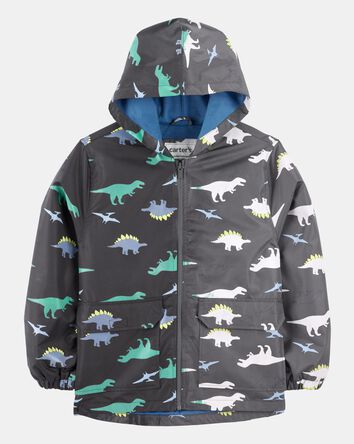 Boys Dinosaur Color Changing Rain Jacket - Grey, 