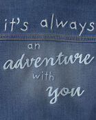 Baby Disney&copy; Winnie the Pooh Embroidered Knit-Like Denim Jacket with Back Art - Dark Wash, image 6 of 7 slides