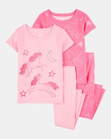 Toddler Girl 4-Piece Unicorn Cotton Pajamas, 