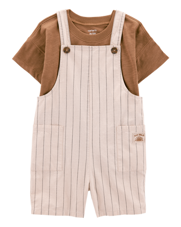 Toddler 2-Piece Tee & Striped Shortall Set, 