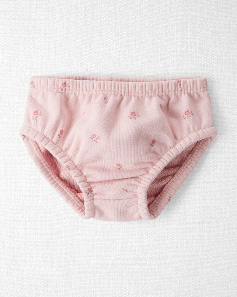 Baby Girl French Terry Dress Made with Organic Cotton in Blush Petals Print, image 3 of 6 slides