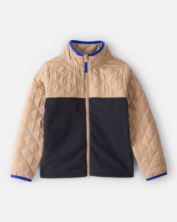 Boys Color Block Zip-Up Jacket - Black, 