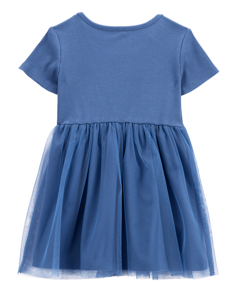 Toddler Solid Short-Sleeve Dress - Navy, image 2 of 4 slides